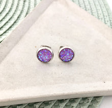 Purple Sparkle Stud Earrings (8mm)