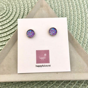 Purple Sparkle Stud Earrings (8mm)
