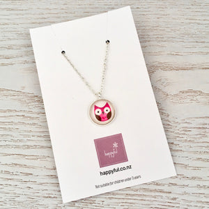 Girls Pink Owl Necklace