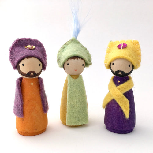 Three wise men peg doll set for Happyful nativity