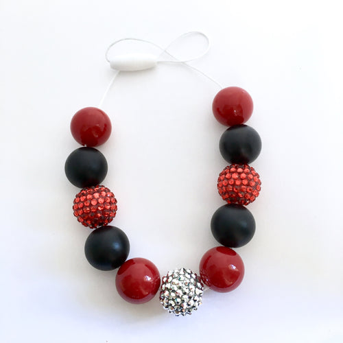 Red and black bubblegum bead necklace for kids