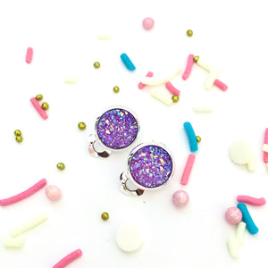 Purple Sparkle Clip-on Earrings