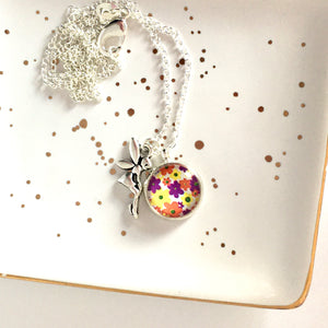Girls Flower Fairy Charm Necklace