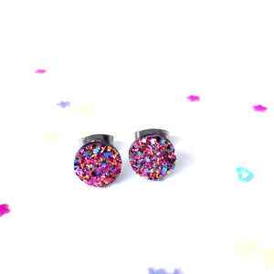 Pink Mini Druzy Stud Earrings