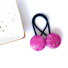 Pink Frost Button Hair Ties - Pair