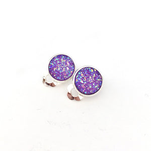 Purple Sparkle Clip-on Earrings